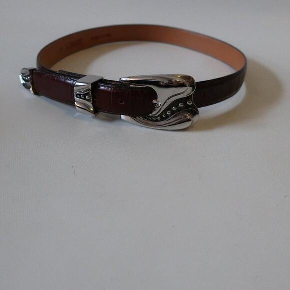 DE SANCHEZ BROWN LEATHER BELT western SILVER BUCKLE 30 - Picture 1 of 5